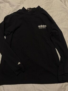 adidas Basketball Chapter 01 Mock Neck Long Sleeve Tee - Black - Size S